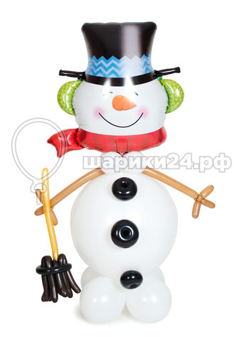 Фигура из шаров Снеговик с метлой