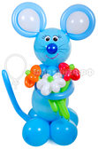 Голубая мышь с цветами